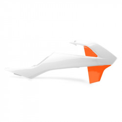 Capace laterale Polisport KTM 65 SX (19) - 2016-21 KTM White/Orange OEM Color Capace laterale Polisport KTM 65 SX (19) - 2016-21 KTM White/Orange OEM Color