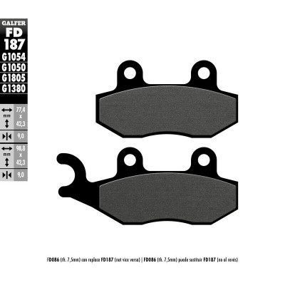 Placute moto fata/spate Galfer SEMI METAL FD187G1054 Placute moto fata/spate Galfer SEMI METAL FD187G1054