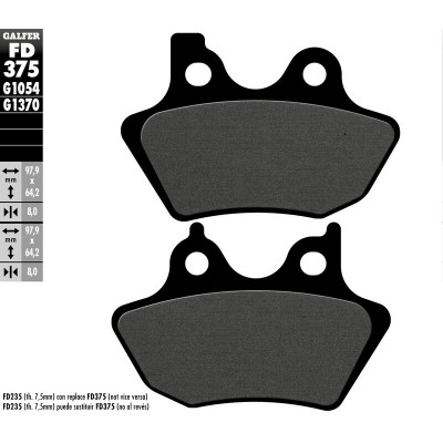Placute frana fata/spate Galfer SEMI METAL FD375G1054 Placute frana fata/spate Galfer SEMI METAL FD375G1054
