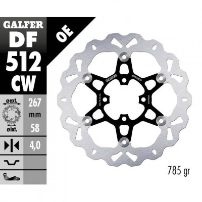 Disc frana fata Galfer WAVE FLOATING COMPLETE (C. ALU.) 267x4mm DF512CW