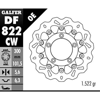 Disc frana spate Galfer WAVE FLOATING COMPLETE (C. ALU.) 300x5.6mm DF822CW Disc frana spate Galfer WAVE FLOATING COMPLETE (C. ALU.) 300x5.6mm DF822CW