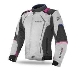 Geaca moto din textil pentru femei SEVENTY SD-JR49 ICE/BLUE/PINK
