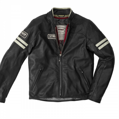 Geaca moto de piele Spidi vintage, Negru/Alb