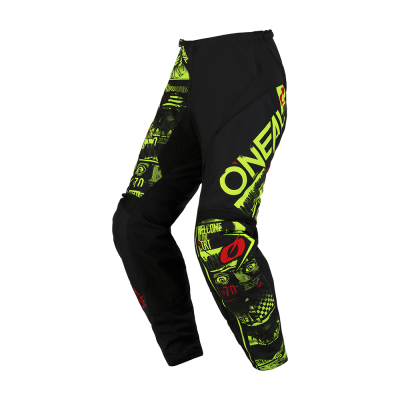 Pantaloni motocross O'neal element attack V.23, Negru/Galben fluo