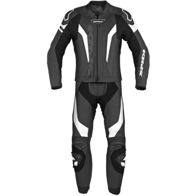 Combinezon moto de piele Spidi laser touring 2PC, Negru/Alb
