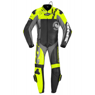 Combinezon moto de piele Spidi dp-progressive pro, Negru/Galben fluo