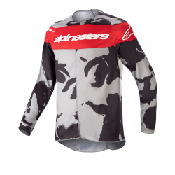 Bluza motocross pentru copii Alpinestars racer tactical camuflaj, Negru/Gri/Rosu
