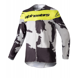 Bluza motocross pentru copii Alpinestars racer tactical, Alb/Gri/Galben fluo