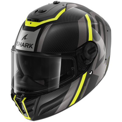 Casca SHARK SPARTAN RS CARBON SHAWN BLACK/GRAY/YELLOW FLUO MATT Casca SHARK SPARTAN RS CARBON SHAWN BLACK/GRAY/YELLOW FLUO MATT