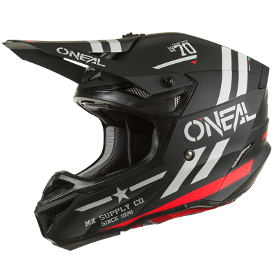 Casca motocross O'Neal 5series polyacrylite squadron V.22, Negru/Gri/Rosu