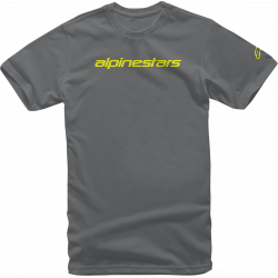 Ticou moto Alpnestars tee linear word, Gri/Galben Ticou moto Alpnestars tee linear word, Gri/Galben