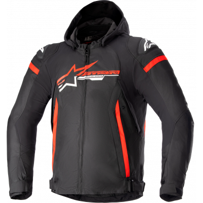Geaca moto din textil Alpinestars zaca waterproof, Negru/Rosu/Alb