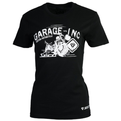 Tricou moto dame Seca garage, Negru/Albastru