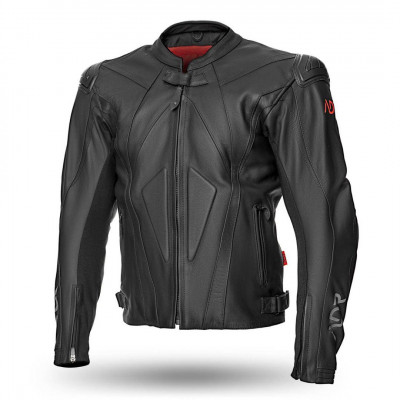 Geaca moto de piele Adrenaline symetric, Negru