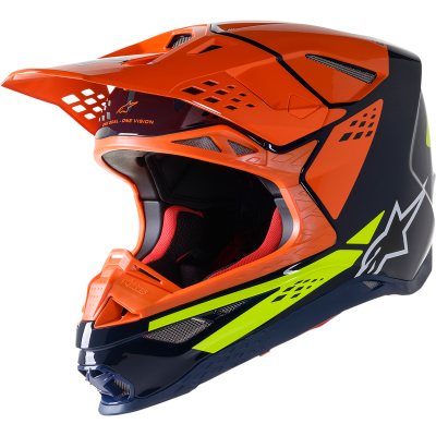 Casca motocross Alpinestars sm8 factory, Portocaliu/Albastru/Galben
