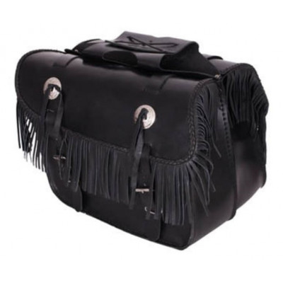 Genti moto de piele Adrenaline fringes, Negru