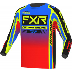 Bluza motocross pentru copii FXR clutch pro yth MX23, Rosu/Albastru/Galben
