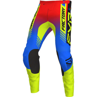 Pantaloni motocross pentru copii FXR clutch pro yth MX23, Rosu/Albastru/Galben