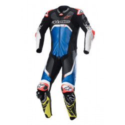 Combinezon din piele Alpinestars gp tech v4, Negru/Albastru/Galben Combinezon din piele Alpinestars gp tech v4, Negru/Albastru/Galben