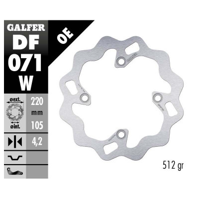 Disc frana fata/spate Galfer WAVE FIXED DISC WAVE FIXED 220x4mm DF071W Disc frana fata/spate Galfer WAVE FIXED DISC WAVE FIXED 220x4mm DF071W