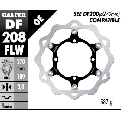 Disc frana fata Galfer WAVE FLOATING (C. STEEL) 270x3mm DF208FLW