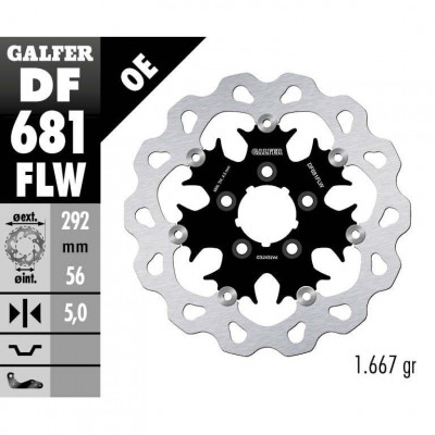 Disc frana spate Galfer WAVE FLOATING (C. STEEL) 292x5mm DF681FLW Disc frana spate Galfer WAVE FLOATING (C. STEEL) 292x5mm DF681FLW