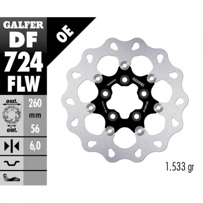 Disc frana spate Galfer WAVE FLOATING (C. STEEL) 260x6mm DF724FLW Disc frana spate Galfer WAVE FLOATING (C. STEEL) 260x6mm DF724FLW
