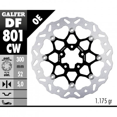 Disc frana fata Galfer WAVE FLOATING COMPLETE (C. ALU.) 300x5mm  DF801CW