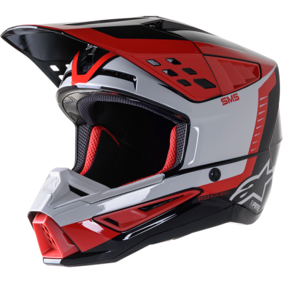 Casca motocross Alpinestars sm5 beam, Gri/Rosu