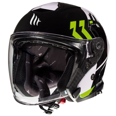 Casca pentru scuter MT thunder 3 venus A6 GLOSS pearl, Negru/Verde