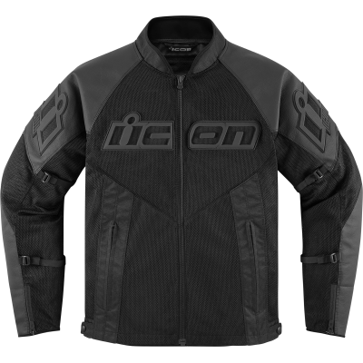 Geaca moto Icon mesh AF leather ce rd, Negru