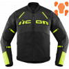 Geaca moto Icon contra2 Leather perforated, Negru/Galben