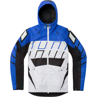 Geaca moto din textil Icon airform retro, Albastru/Alb