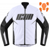 Geaca moto din textil Icon hooligan, Alb/Negru