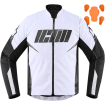 Geaca moto din textil Icon hooligan, Alb/Negru thumb