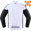 Geaca moto din textil Icon hooligan, Alb/Negru thumb