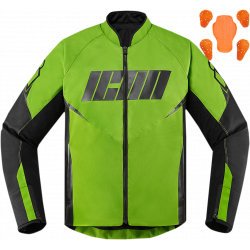 Geaca moto din textil Icon hooligan, Verde/Negre