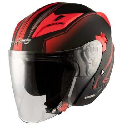 Casca pentru  scuter Apro york matt, Negru/Rosu