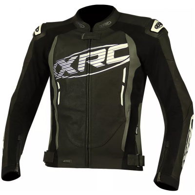 Geaca moto de piele XRC HADERG, Negru/Alb