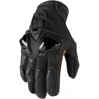 Manusi moto de piele Icon hypersport short, Negru