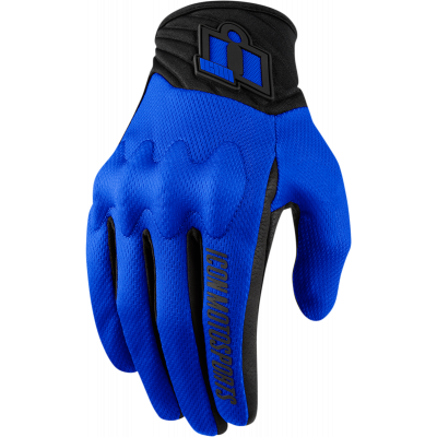 Manusi moto din textil Icon Anthem 2, Albastru/Negru