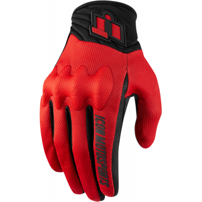 Manusi moto din textil Icon Anthem 2, Rosu/Negru