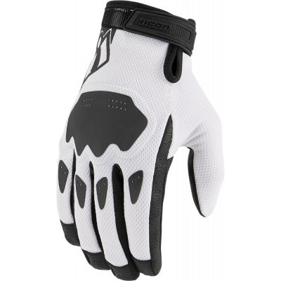 Manusi moto Icon hooligan ce, Alb/Negru