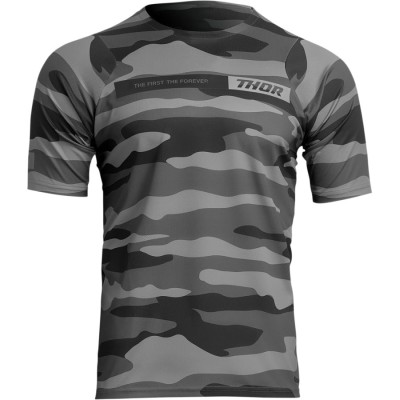 Bluza ciclism Thor assist camo short sleeve, Gri/Negru