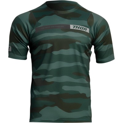 Bluza ciclism Thor assist camo short sleeve, Verde