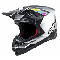 Casca motocross Alpinestars sm8 contact mx, Argint/Negru