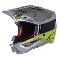 Casca motocross Alpinestars sm5 bond, Gri/Galben fluo Casca motocross Alpinestars sm5 bond, Gri/Galben fluo