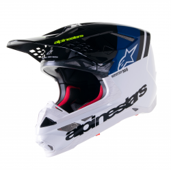 Casca motocross Alpinestars sm8 radium 2, Negru/Albastru/Alb