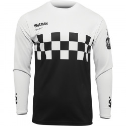 Bluza motocross Thor Hallman differ cheq, Negru/Alb