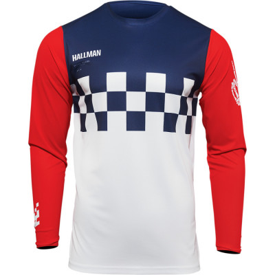 Bluza motocross Thor Hallman differ cheq, Alb/Rosu/Albastru